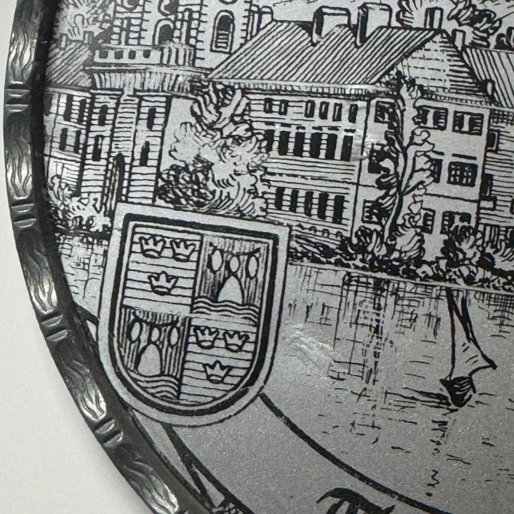 Vintage Decorative Wall Hanging Scenic Town Cityscape Embroidered Ribbon Germany